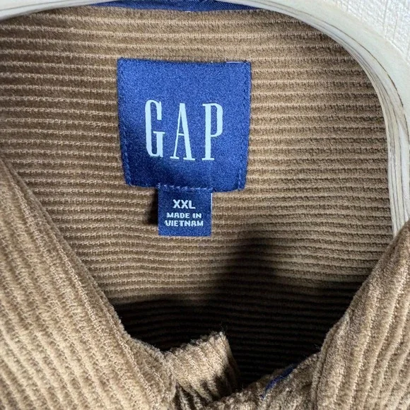 Gap Mens Brown Corduroy Long Sleeve Button Down Shirt XXL Cotton Workwear Pocket - Picture 3 of 5